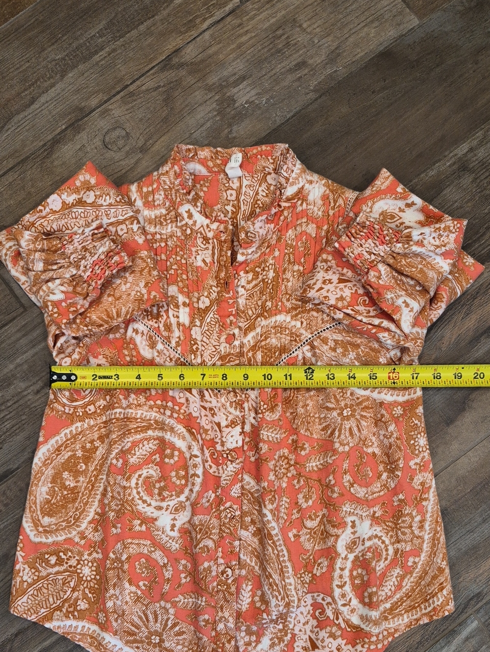 Kivari Casablanca Floral Paisley Ruffled Pleated Lace Detail Top, Size 4 - Picture 7 of 11